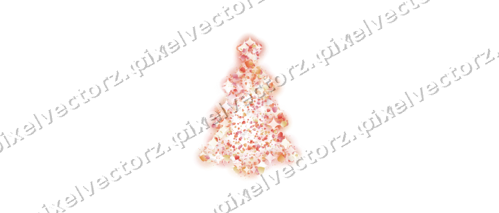 Seamless glitter christmas tree of hearts on a transparent background