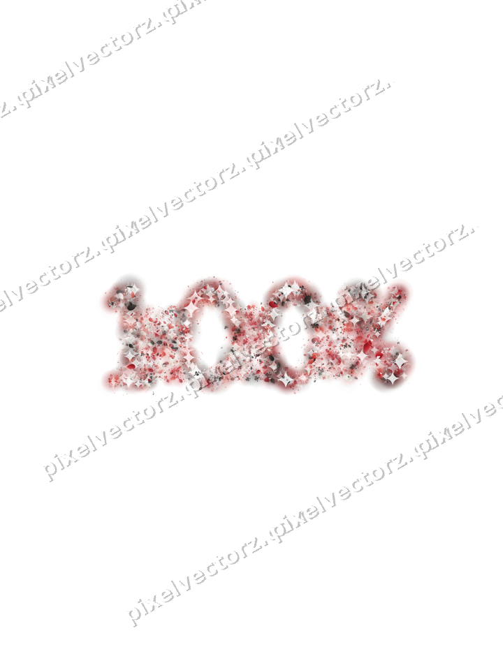 Seamless glitter number 100% in red on a transparent background