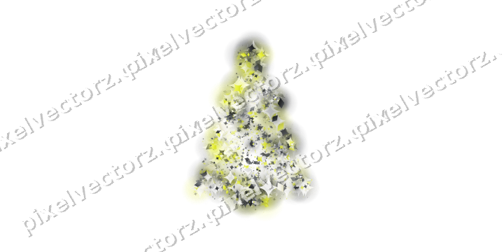 Seamless glitter christmas tree in yellow on a transparent background