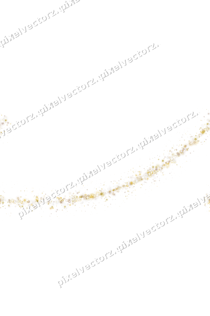 Seamless glitter arc of rings in amber on a transparent background