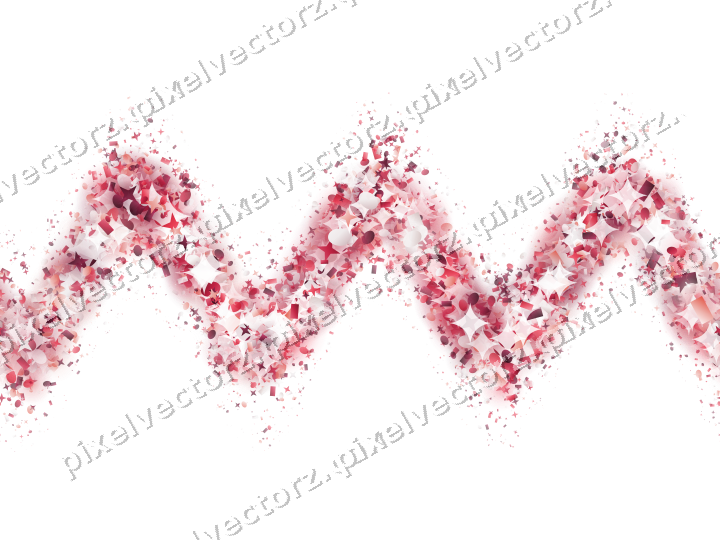 Seamless glitter wave in pink and red on a transparent background
