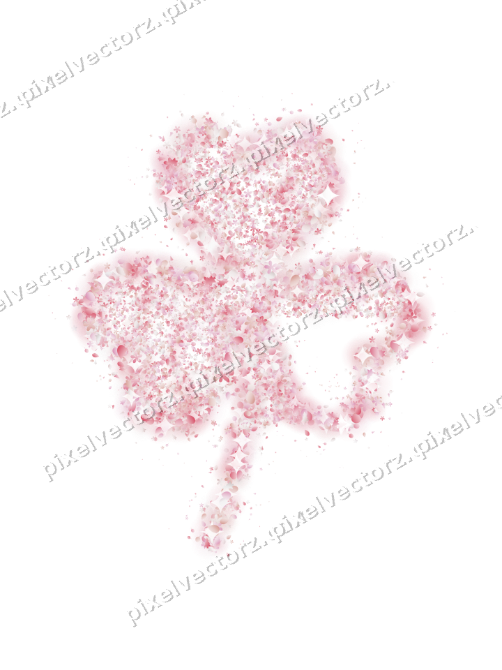 Seamless glitter shamrock in pale pink on a transparent background