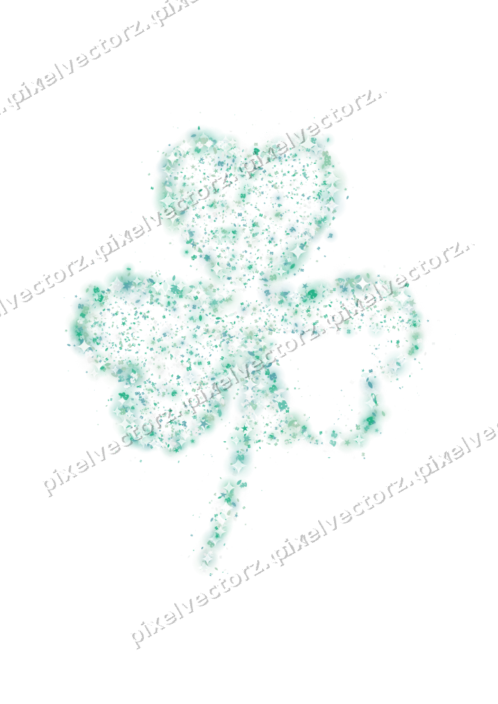 Seamless glitter shamrock in green on a transparent background
