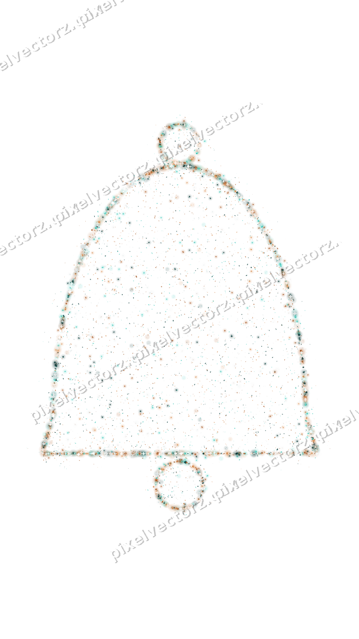 Seamless glitter bell in orange and teal on a transparent background