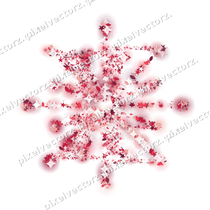 Seamless glitter firework in pink and red on a transparent background