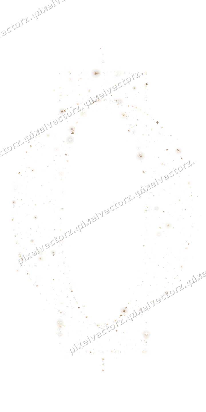 Seamless glitter lantern of stars in amber on a transparent background