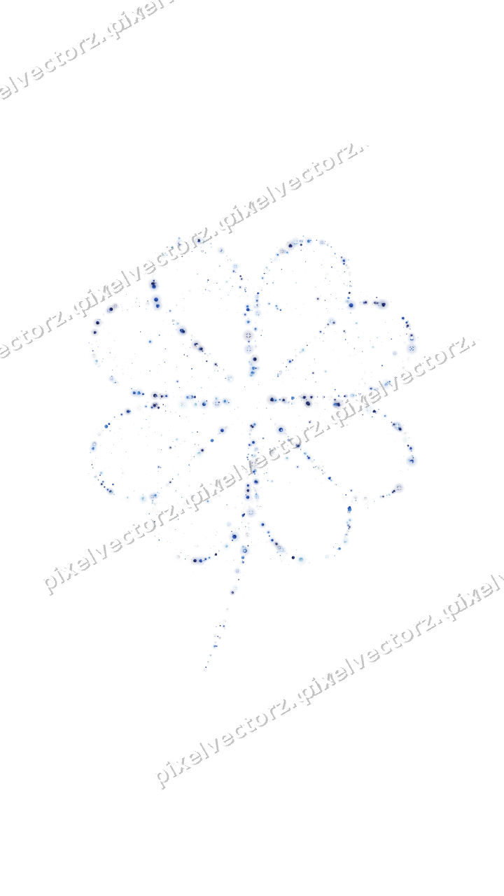 Seamless glitter clover leaf in blue on a transparent background