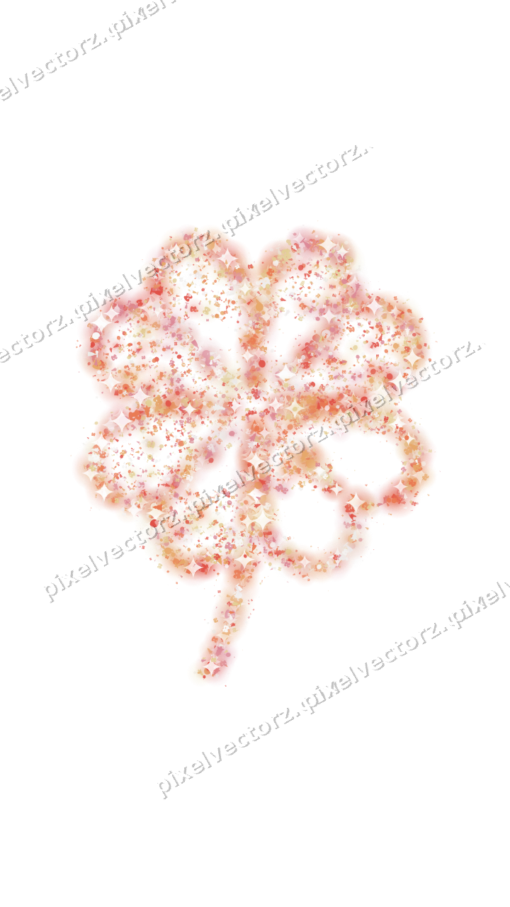 Seamless glitter clover leaf in red on a transparent background