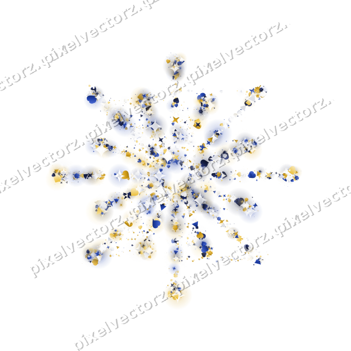 Seamless glitter firework in amber on a transparent background