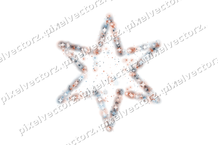 Seamless glitter star in orange and cyan on a transparent background