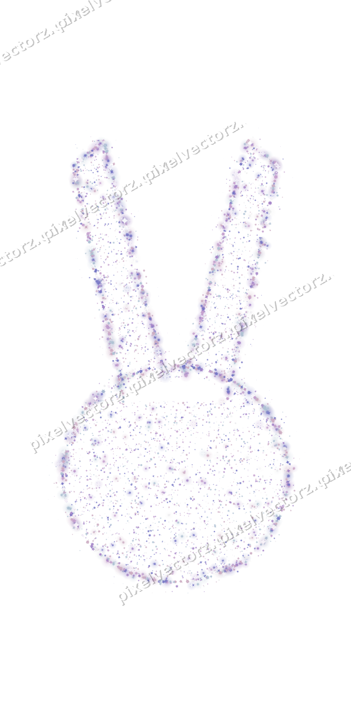 Seamless glitter easter bunny in purple on a transparent background
