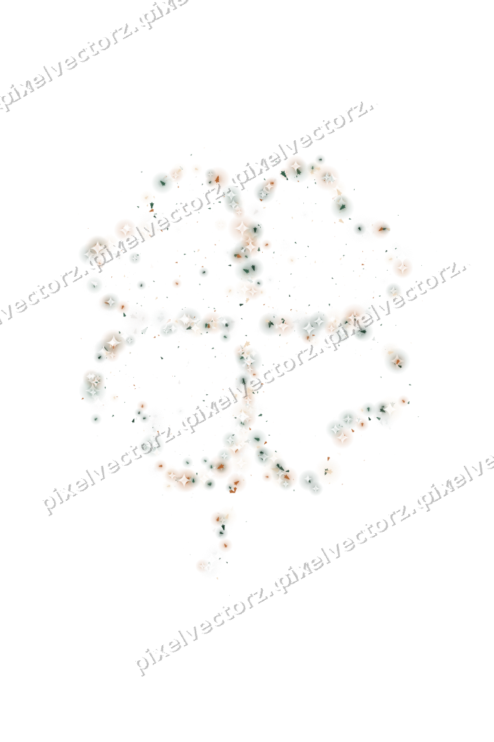 Seamless glitter four leaf clover on a transparent background