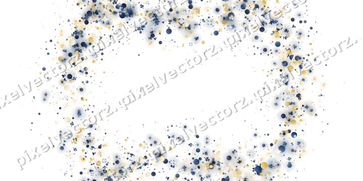 Seamless glitter wreath in dark blue on a transparent background