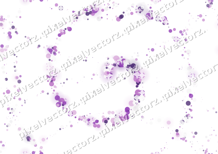 Seamless glitter spiral of dots in purple on a transparent background