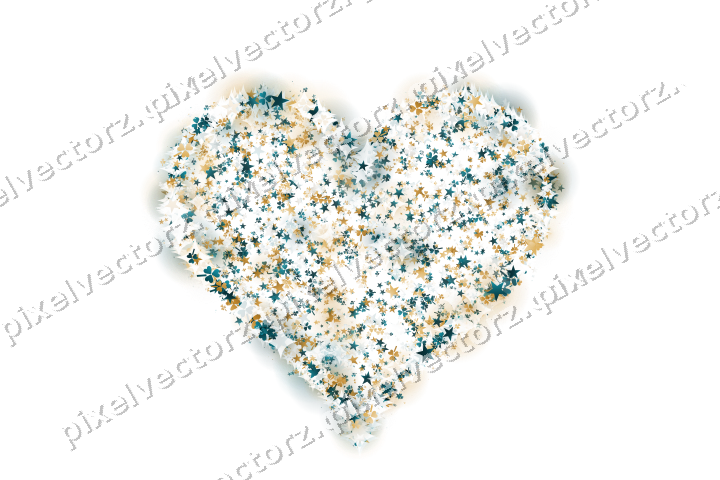 Seamless glitter heart in amber on a transparent background