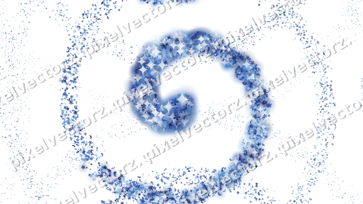 Seamless glitter spiral in blue and cyan on a transparent background