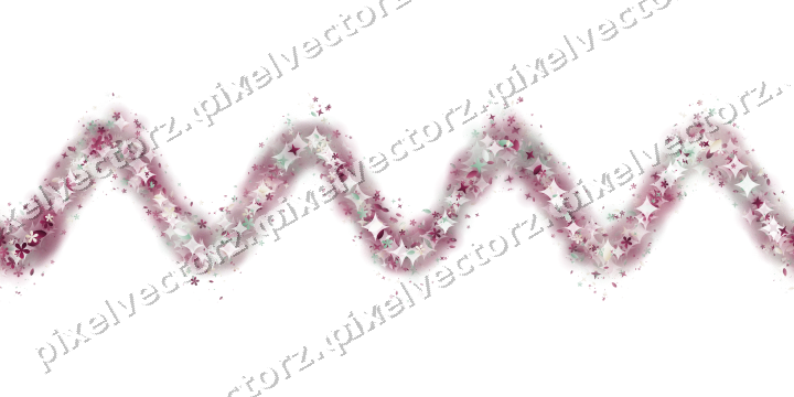 Seamless glitter wave of stars and flowers on a transparent background