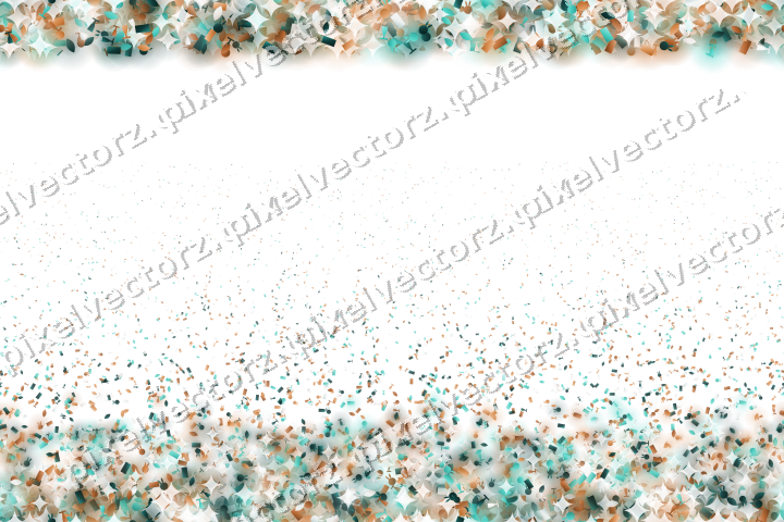Seamless glitter border in orange and teal on a transparent background