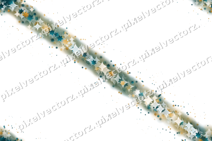 Seamless glitter band of stars in amber on a transparent background
