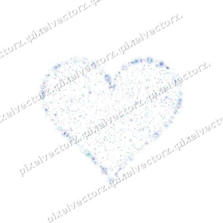 Seamless glitter heart of snowflakes on a transparent background