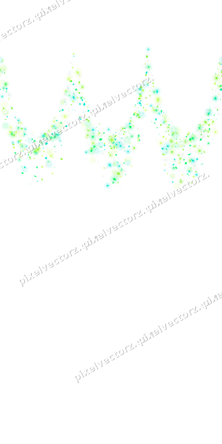 Seamless glitter garland in green and lime on a transparent background