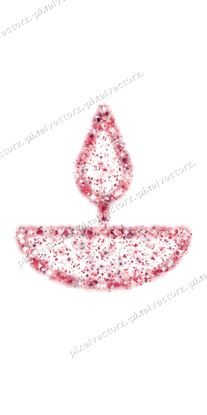Seamless glitter diya lamp in pink and red on a transparent background