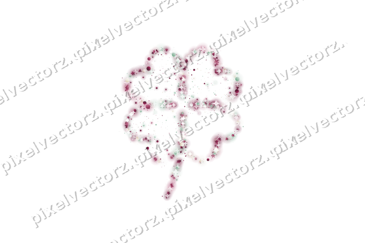 Seamless glitter four leaf clover on a transparent background