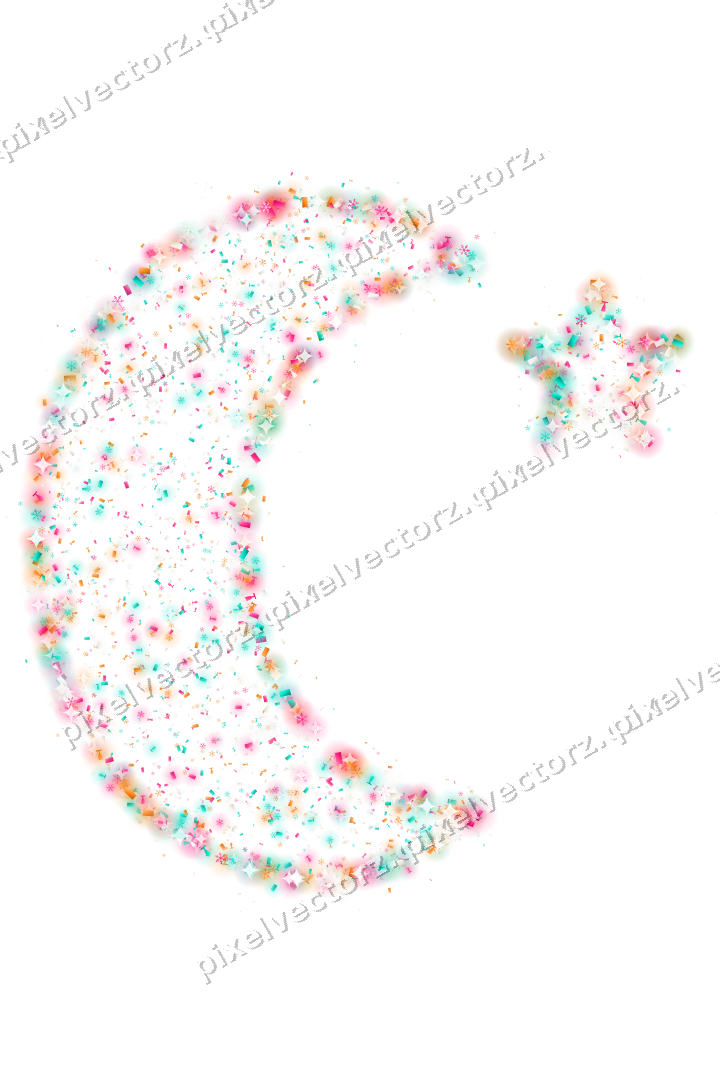 Seamless glitter crescent moon in pink on a transparent background