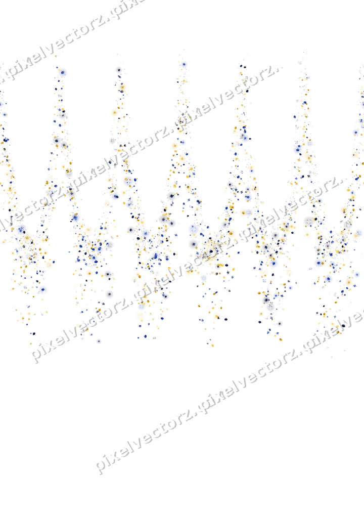 Seamless glitter garland in amber and blue on a transparent background