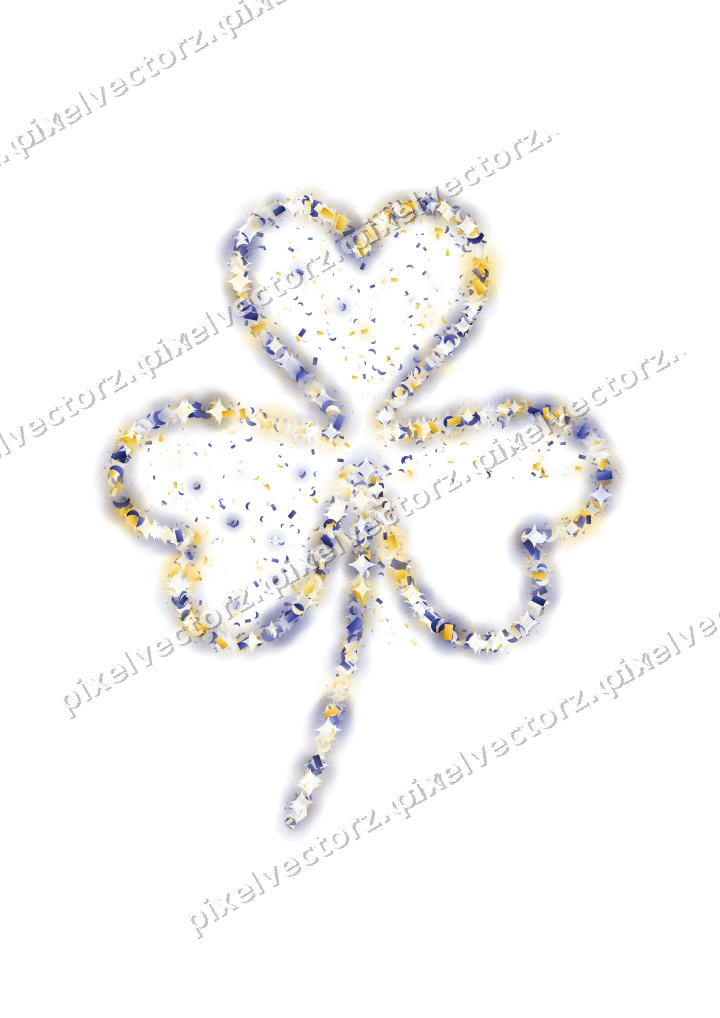 Seamless glitter shamrock in dark blue on a transparent background
