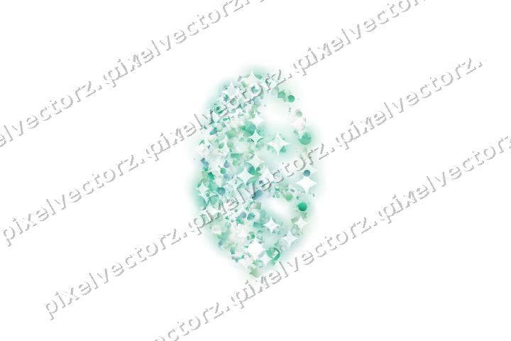 Seamless glitter leaf in green and teal on a transparent background