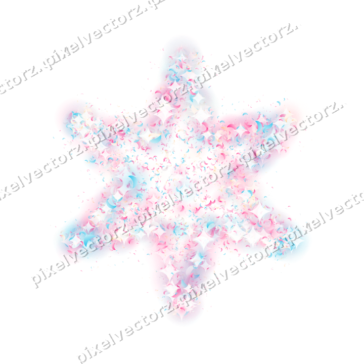 Seamless glitter star of crescents in pink on a transparent background