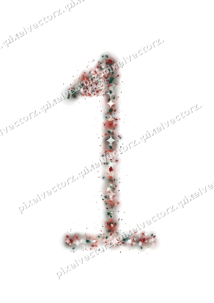 Seamless glitter number 1 of diamonds on a transparent background