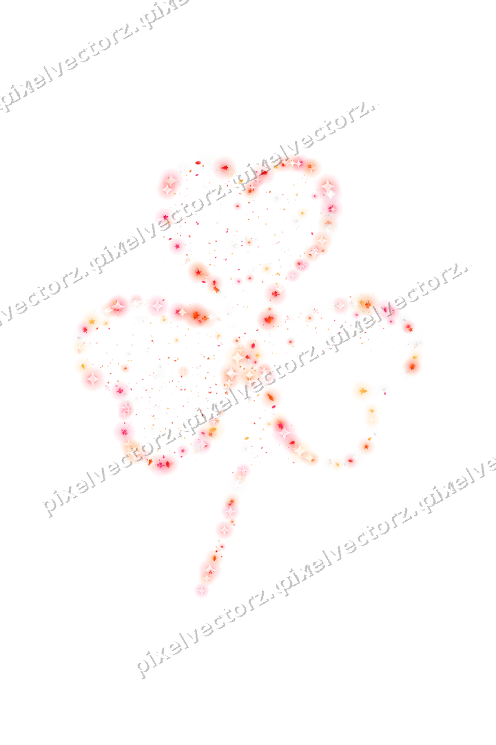 Seamless glitter shamrock in red on a transparent background