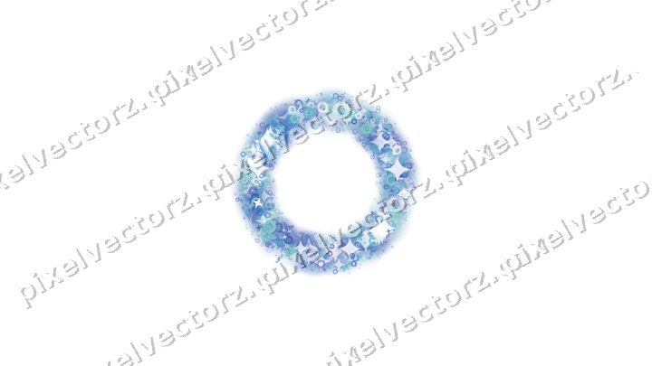 Seamless glitter wreath of stars and rings on a transparent background