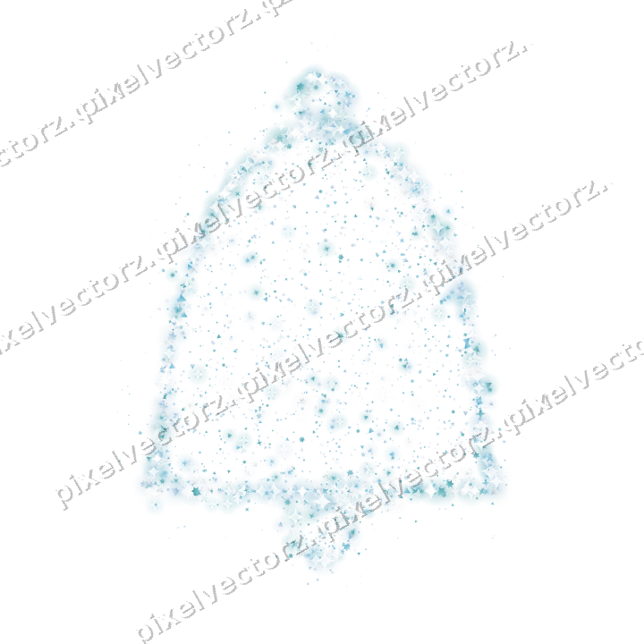 Seamless glitter bell in cyan on a transparent background
