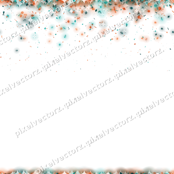 Seamless falling glitter in orange on a transparent background