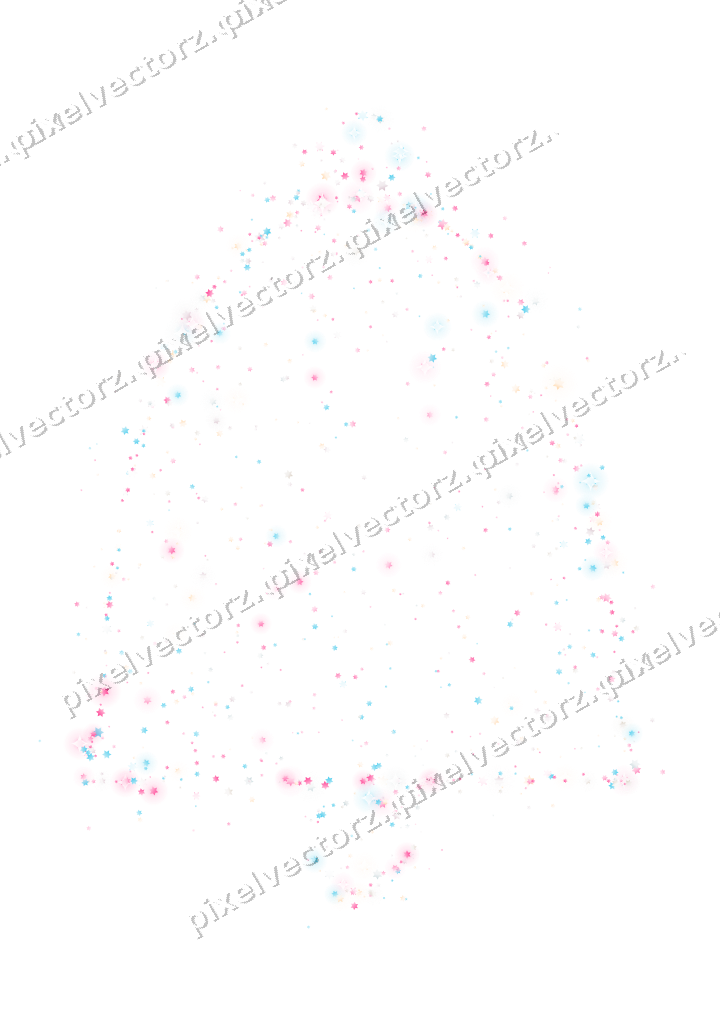 Seamless glitter bell of stars in pink on a transparent background