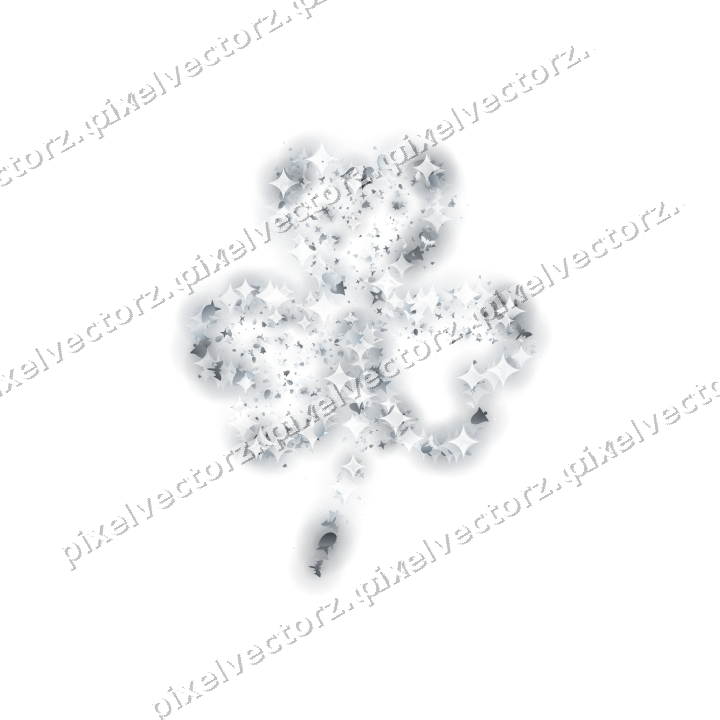 Seamless glitter shamrock in pale blue on a transparent background