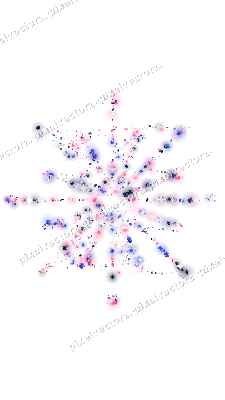 Seamless glitter firework in pink and blue on a transparent background