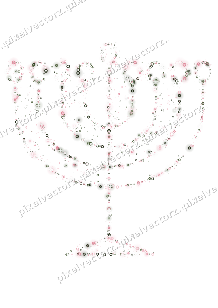 Seamless glitter menorah of rings in pink on a transparent background