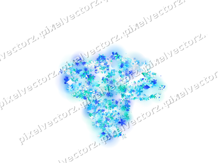 Seamless glitter turkey in cyan and teal on a transparent background