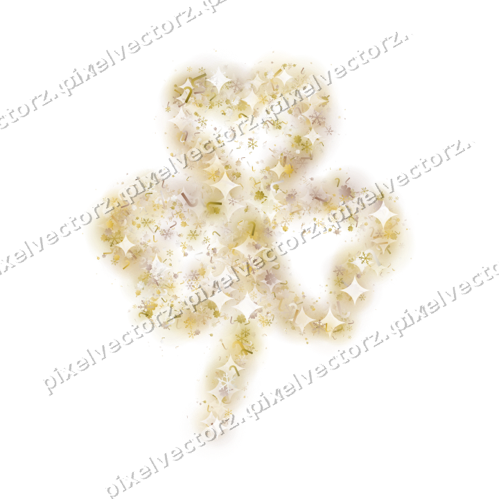 Seamless glitter shamrock in amber on a transparent background