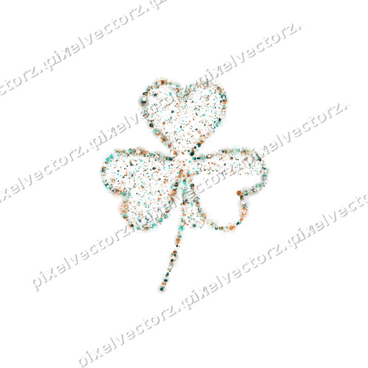 Seamless glitter shamrock in orange on a transparent background