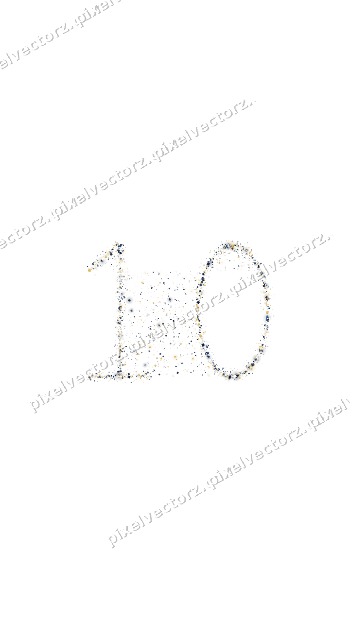 Seamless glitter number 10 in dark blue on a transparent background