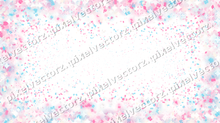 Seamless glitter vignette in pink and cyan on a transparent background