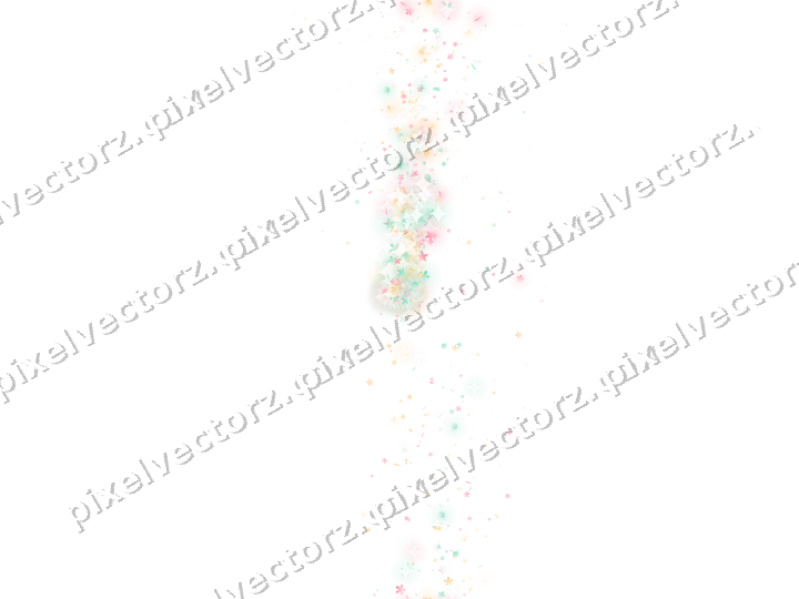 Seamless star trail of stars and flowers on a transparent background