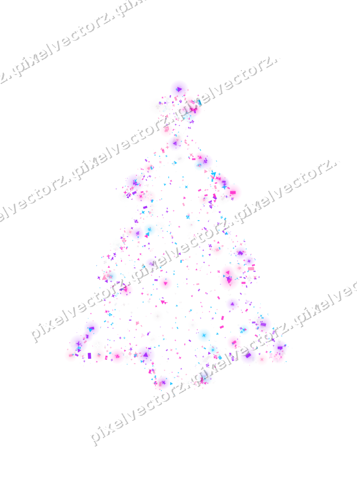 Seamless glitter christmas tree in magenta on a transparent background