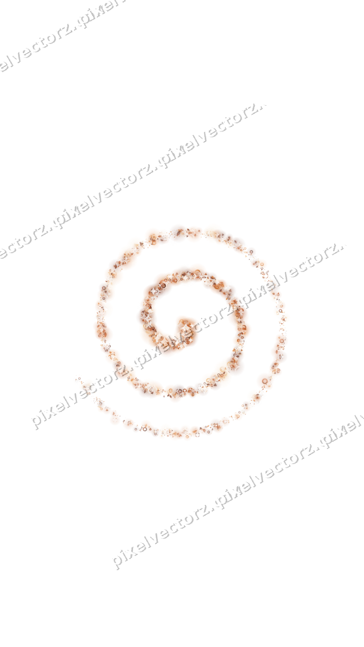 Nahtlose Glitzerspirale aus Tropfen und Ringen auf transparentem Grund