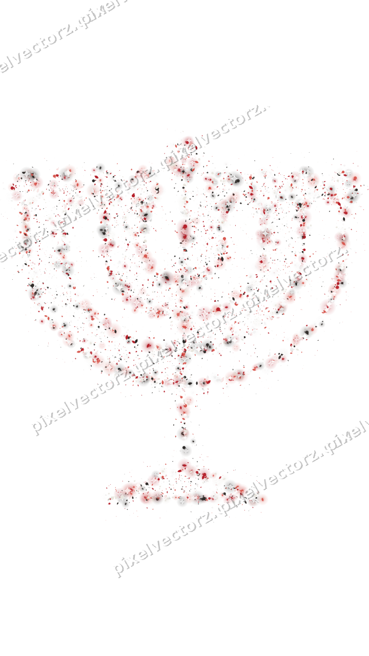Seamless glitter menorah in red on a transparent background